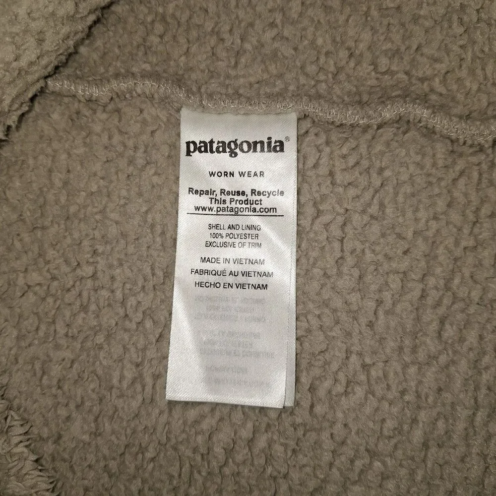 Patagonia Women's 1/4 Zip Pullover Khaki Beige Fleece Sz Medium Some Wear